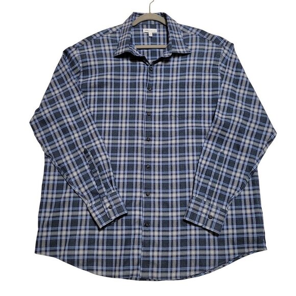 Peter Millar Mens Blue Plaid‎ Button-Up Shirt XXL Cotton Preppy Career - Picture 1 of 7